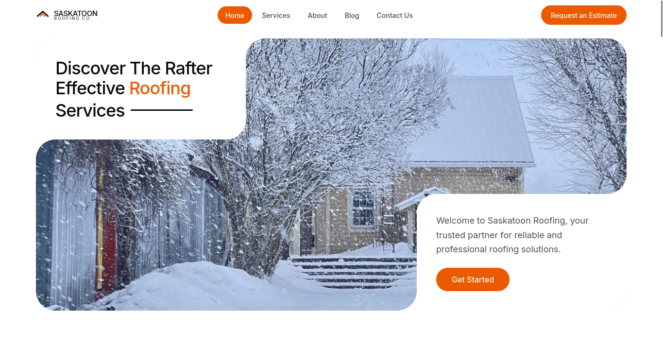 Saskatoon Roofing Co. landing page showing the conversion-focused design